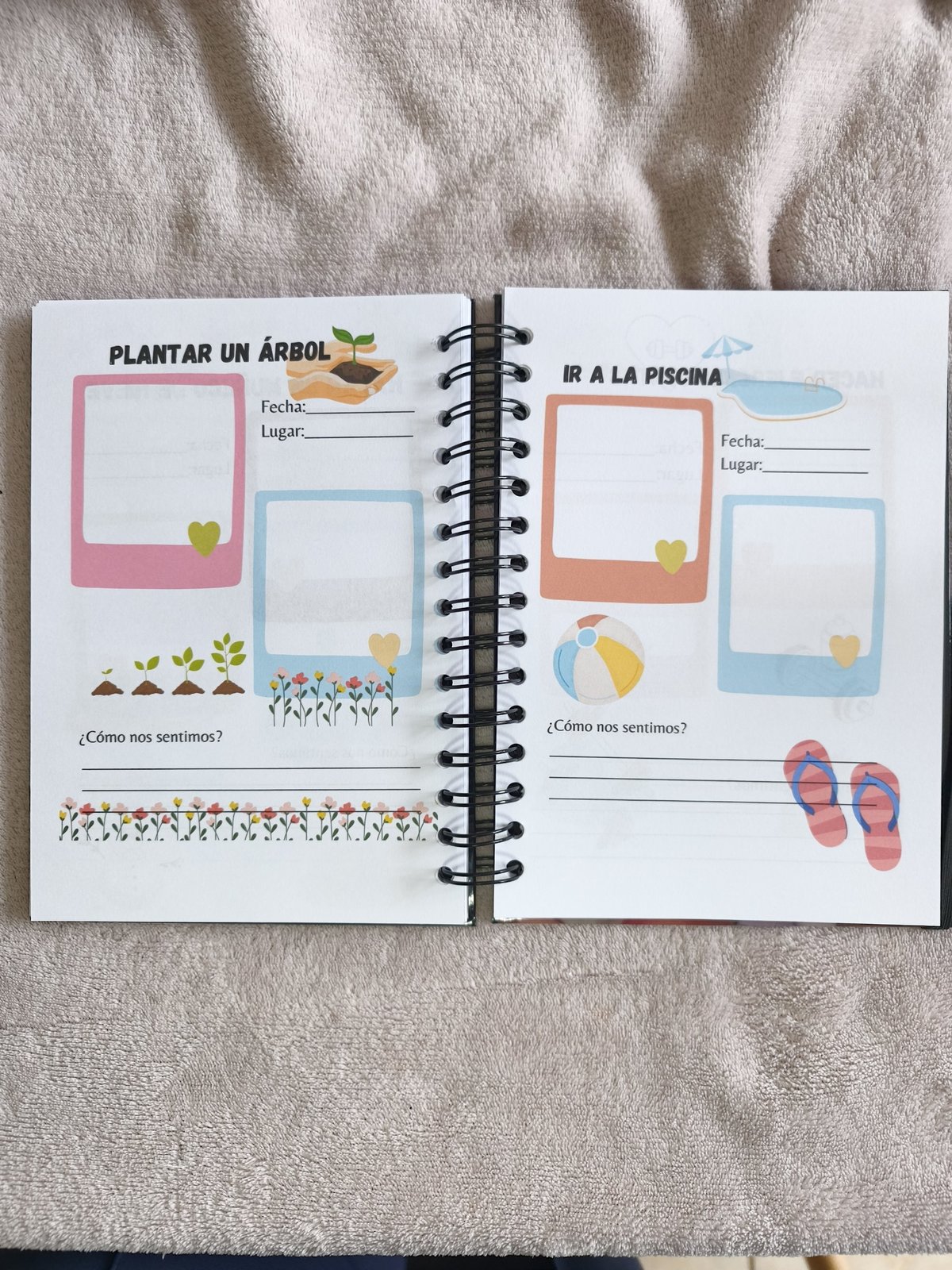 Páginas de experiencias de la agenda-álbum