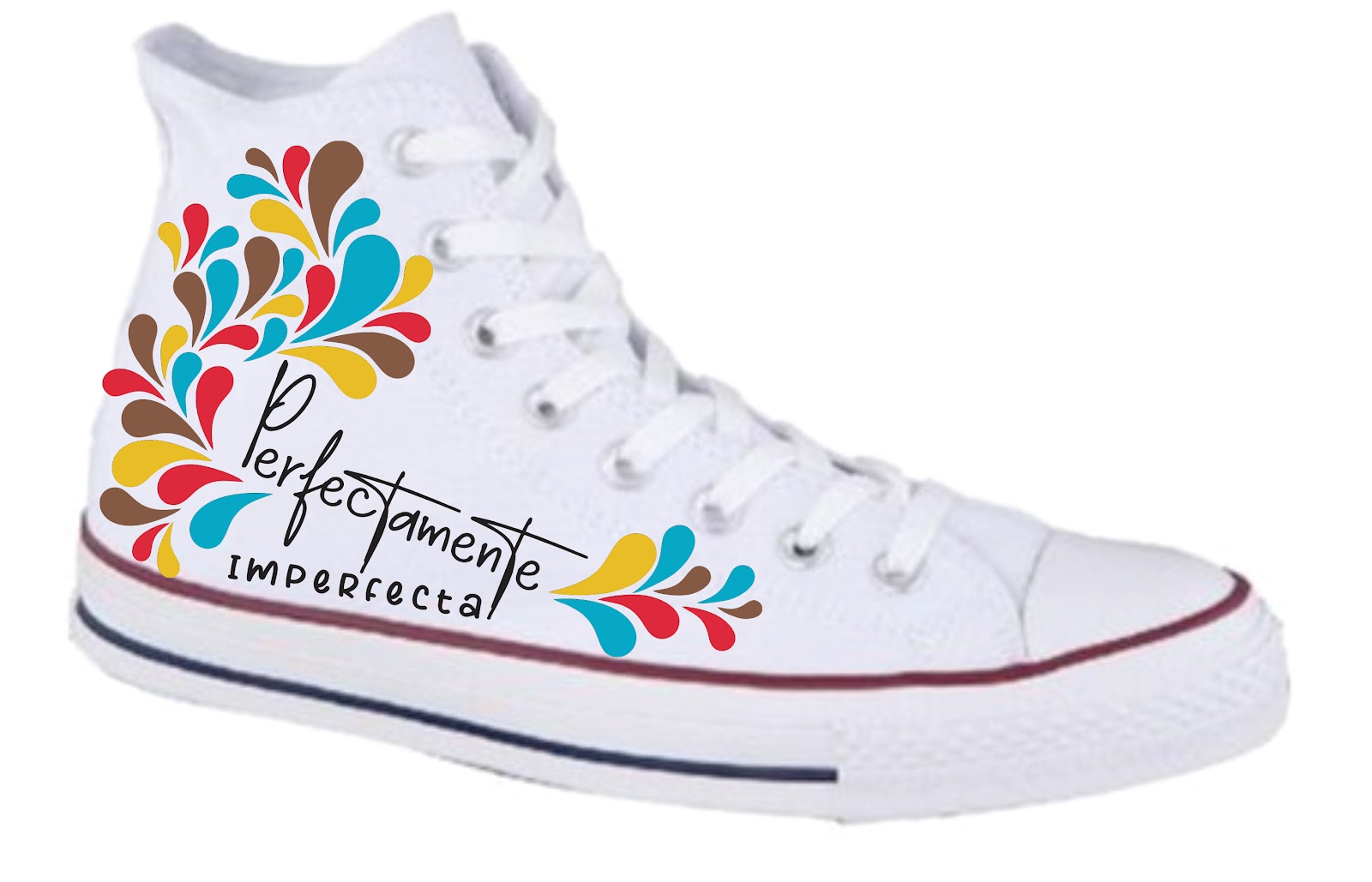 Zapatilla blanca de lona con diseño floral de colores
